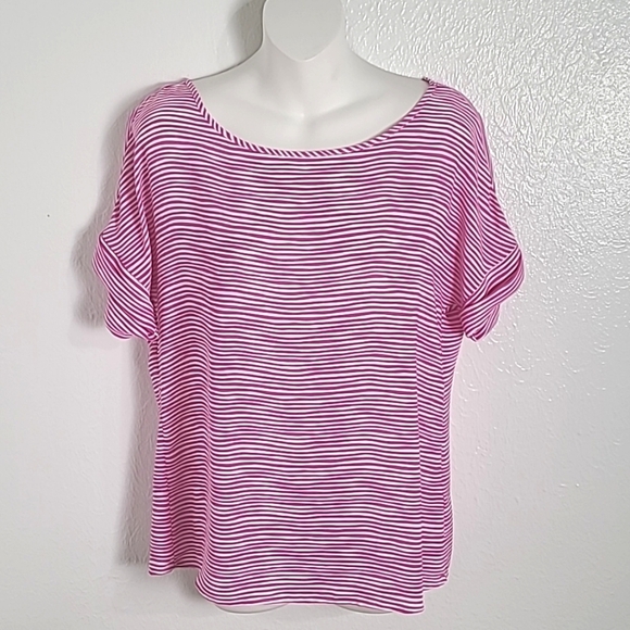 Banana Republic Pink & White Stripe Short Sleeve Top, Size Small - Picture 1 of 6